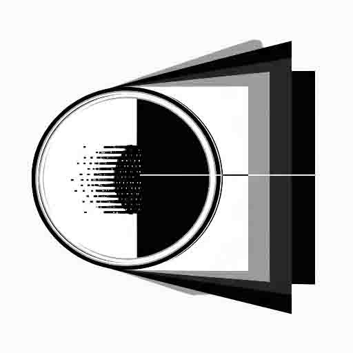 Ein schwarz-weißes, abstraktes fotografie kunst Logo, das eine stilisierte Kombination aus einem Kreis und nach rechts gestapelten Rechtecken darstellt.